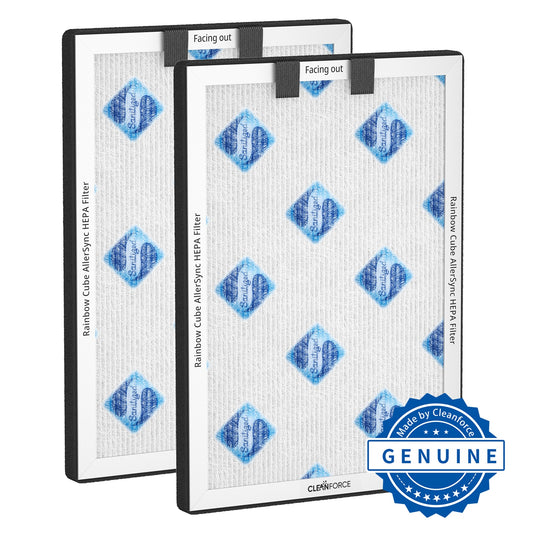 CleanForce AllerSync Replacement Air Filter Set for Smart Cube – Sanitized Treated, H13 HEPA, filters Dust, Smoke, Pollen, Pet Hair and Dander