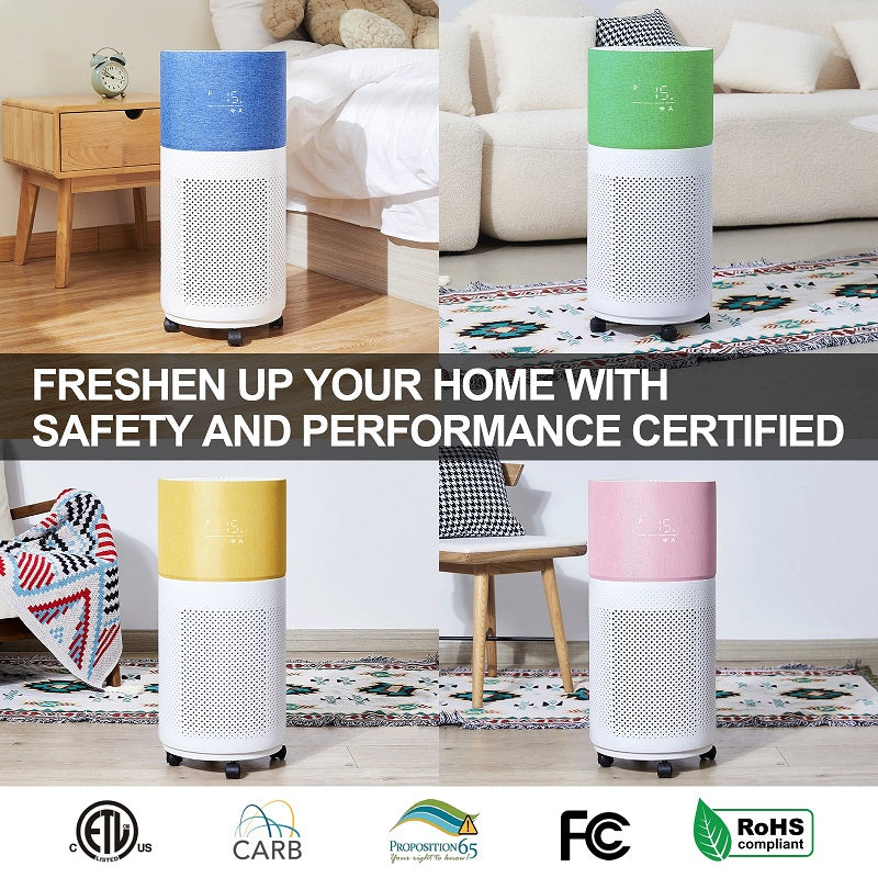 Asthma & Allergy Friendly® Certified CleanForce® Air Purifiers for Home Large Room Up to 2550 ft², H13 HEPA for Dust Allergens Pollen Pet Hair Dander Odors, Smart WIFI, Air Quality Monitor | Rainbow