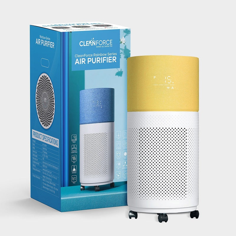 Asthma & Allergy Friendly® Certified CleanForce® Air Purifiers for Home Large Room Up to 2550 ft², H13 HEPA for Dust Allergens Pollen Pet Hair Dander Odors, Smart WIFI, Air Quality Monitor | Rainbow