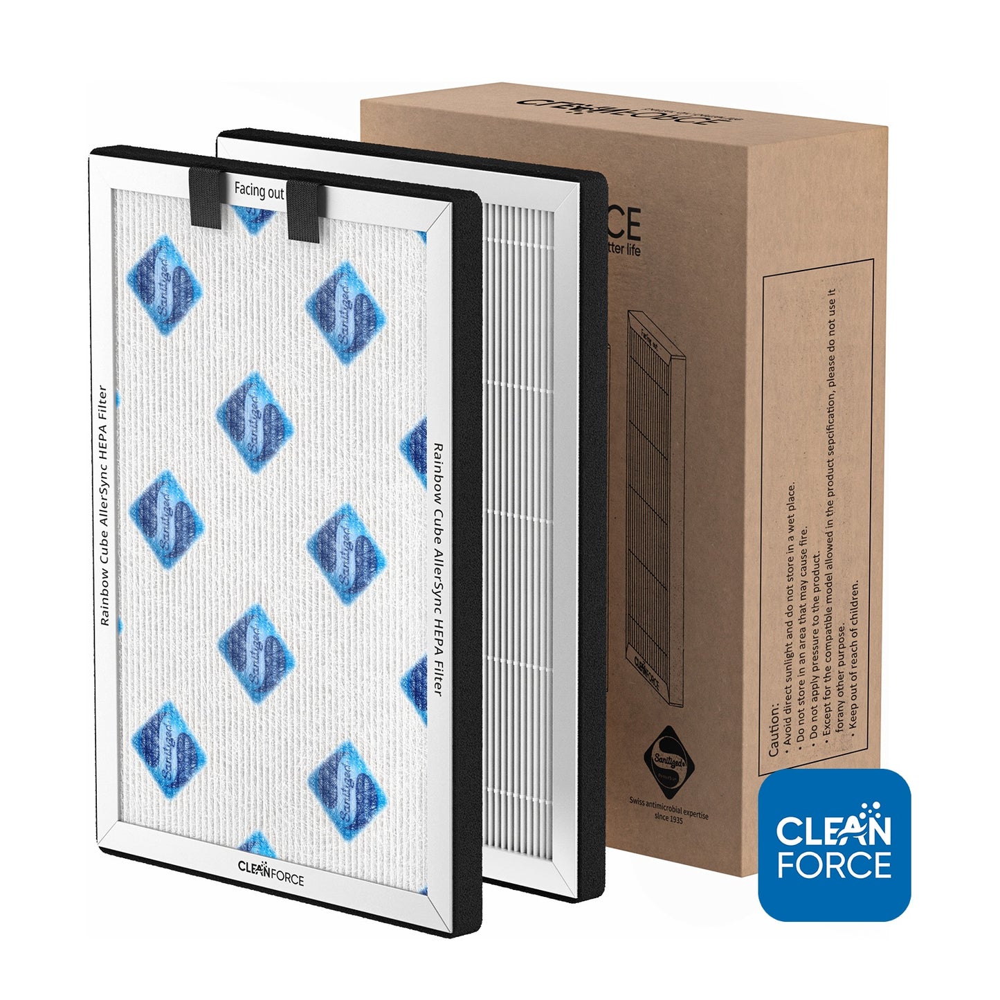 CleanForce Genuine Replacement Air Filter Set for Smart Cube, H13 HEPA, helps capture Dust, Smoke, Pollen, Pet Hair and Dander