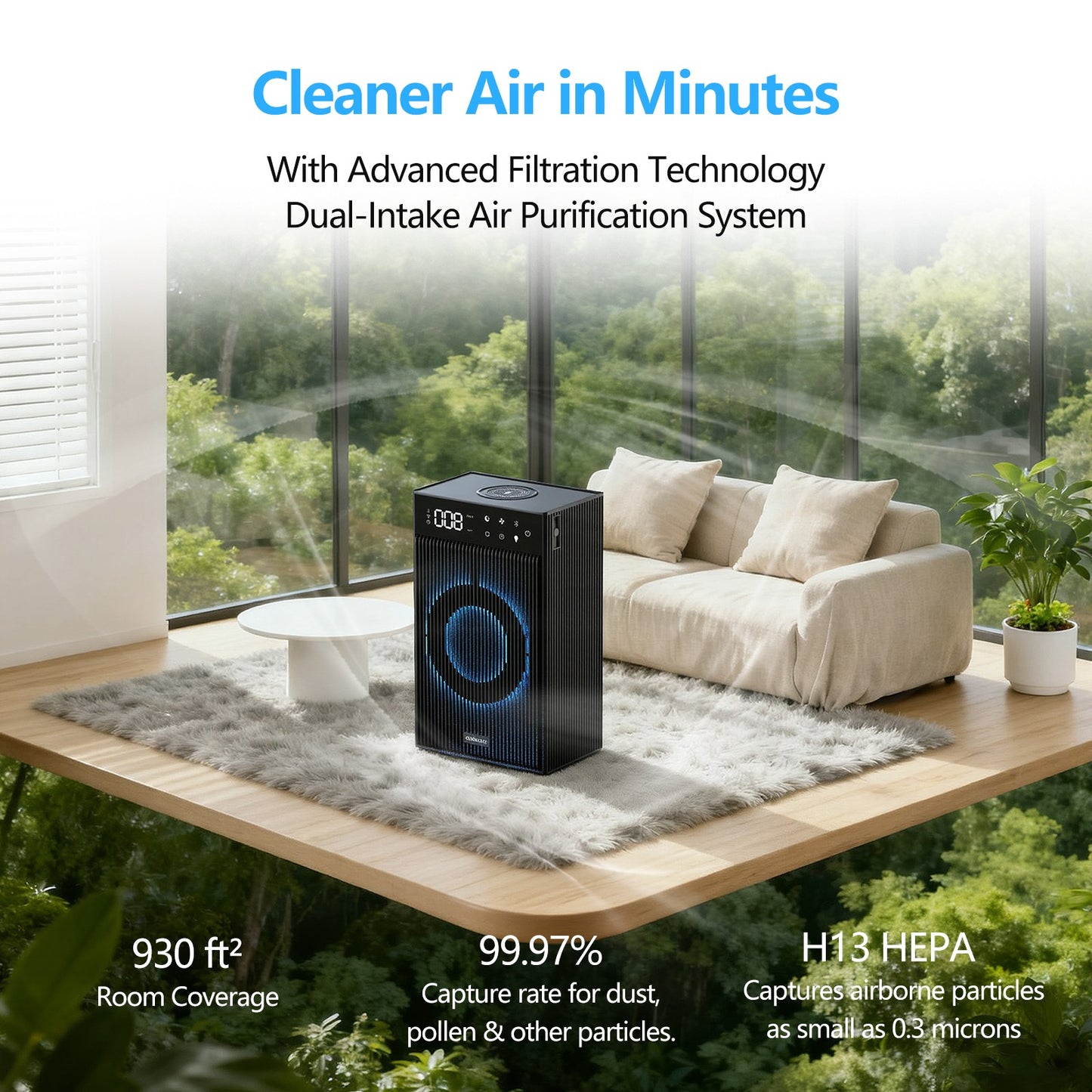 CleanForce Smart Cube | All-in-One Smart Desktop Hub with Advanced Air Purification, 10W Fast Wireless Charging, Immersive Bluetooth Audio & Customizable Ambiance | FCC Certified | Ultra-Quiet Operation
