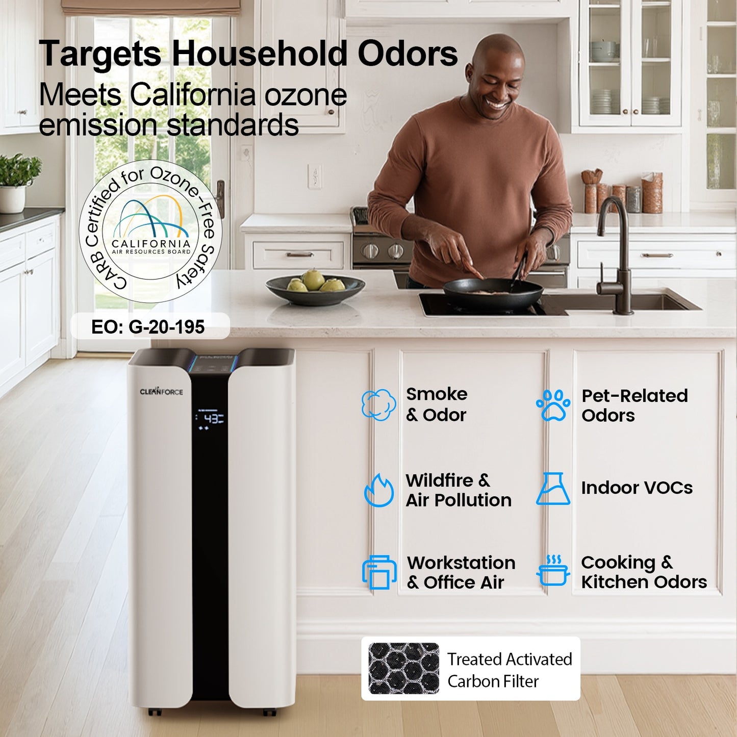 CleanForce Extra Large Air Purifier for Home Large Room, Bedroom, Office & Classroom – H13-Grade HEPA Filtration with Carbon layer, Covers up to 4000 ft², Reduces Dust, Smoke, Pollen & Odors – MEGA1000