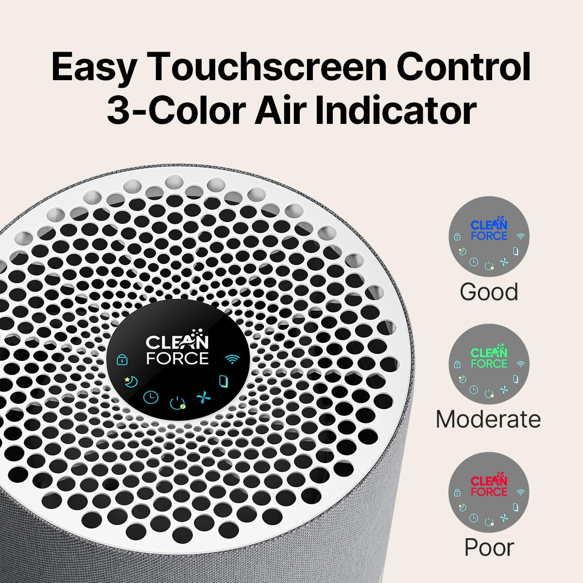 CleanForce HEPA Air Purifiers for Home Large Room Up to 2550 ft², CERTIFIED asthma & allergy friendly®, Works with Alexa | Rainbow Gray