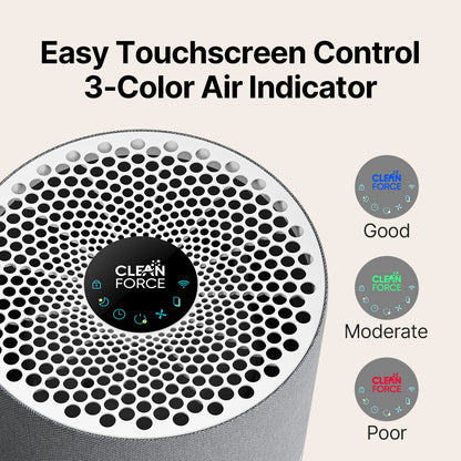 CleanForce HEPA Air Purifiers for Home Large Room Up to 2550 ft², CERTIFIED asthma & allergy friendly®, Works with Alexa | Rainbow Gray