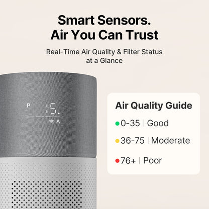 CleanForce HEPA Air Purifiers for Home Large Room Up to 2550 ft², CERTIFIED asthma & allergy friendly®, Works with Alexa | Rainbow Gray