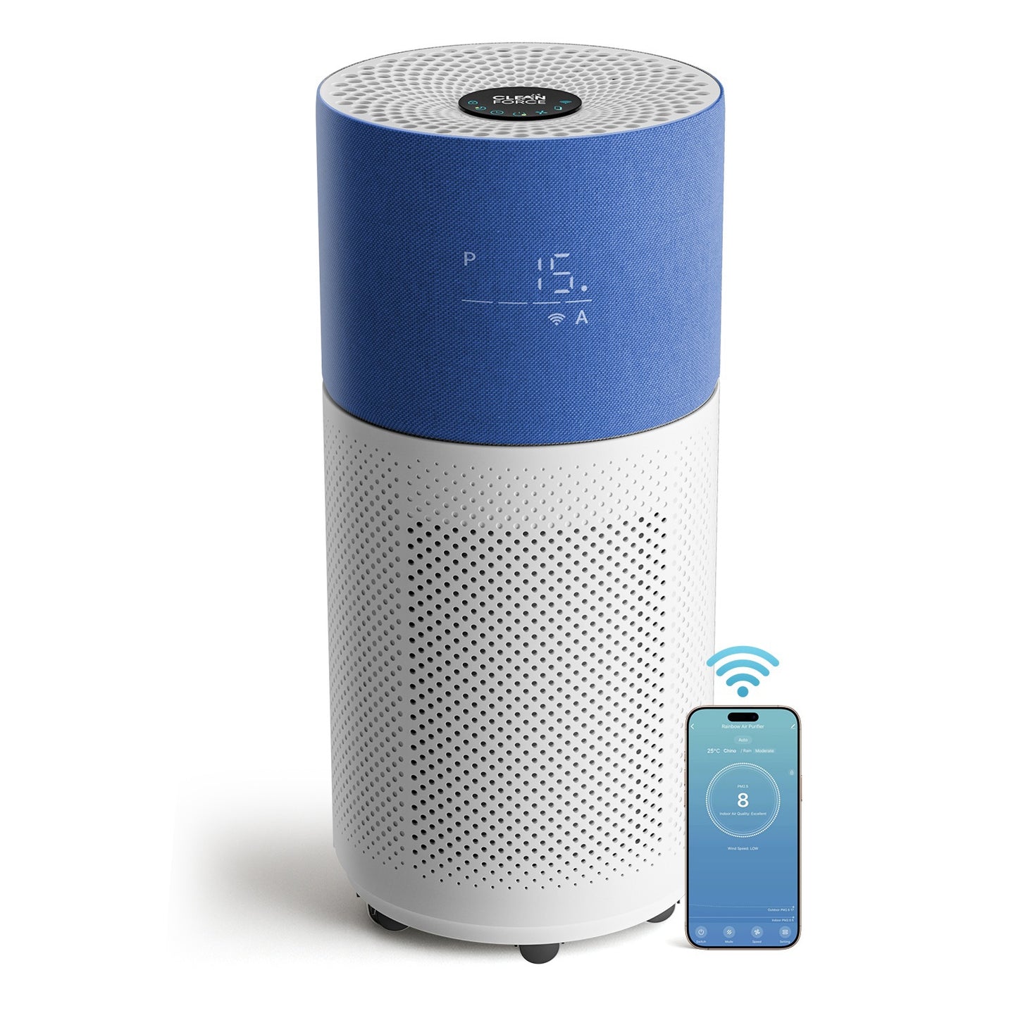 CleanForce HEPA Air Purifiers for Home Large Room Up to 2550 ft², CERTIFIED asthma & allergy friendly®, Works with Alexa | Rainbow Blue