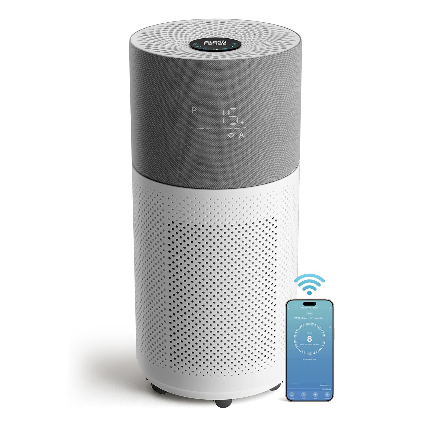 CleanForce HEPA Air Purifiers for Home Large Room Up to 2550 ft², CERTIFIED asthma & allergy friendly®, Works with Alexa | Rainbow Gray