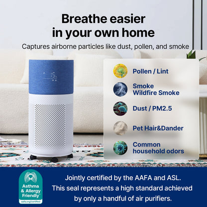 CleanForce HEPA Air Purifier for Home, Covers up to 2250 sq ft, Quiet Operation, Works with Alexa, Voice Control, Rainbow Green