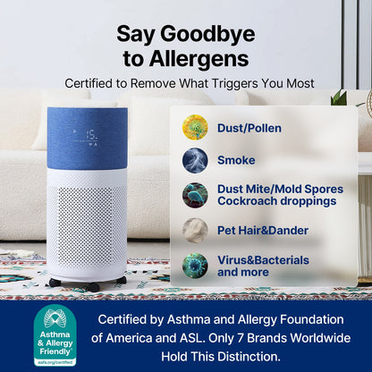 CleanForce HEPA Air Purifiers for Home Large Room Up to 2550 ft², CERTIFIED asthma & allergy friendly®, Works with Alexa | Rainbow Gray