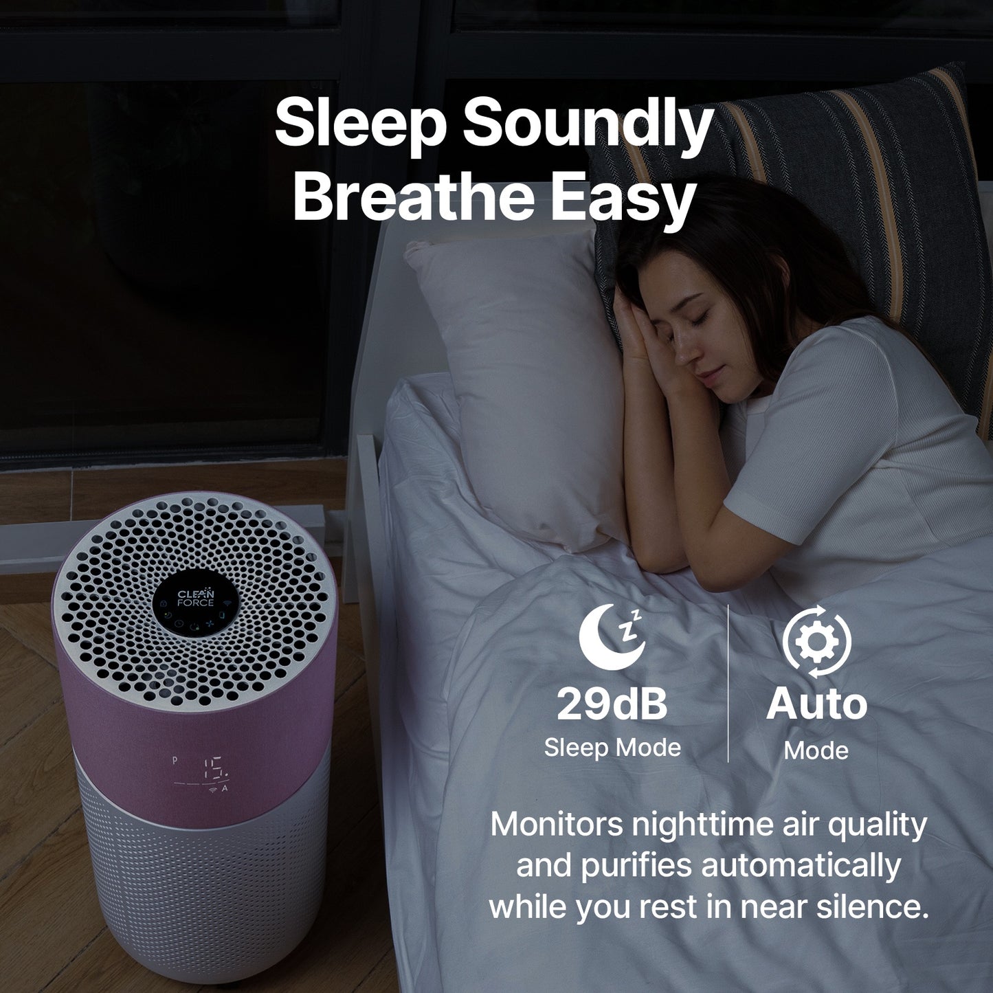 CleanForce HEPA Air Purifier for Home, Covers up to 2250 sq ft, Quiet Operation, Works with Alexa, Voice Control, Rainbow Gray