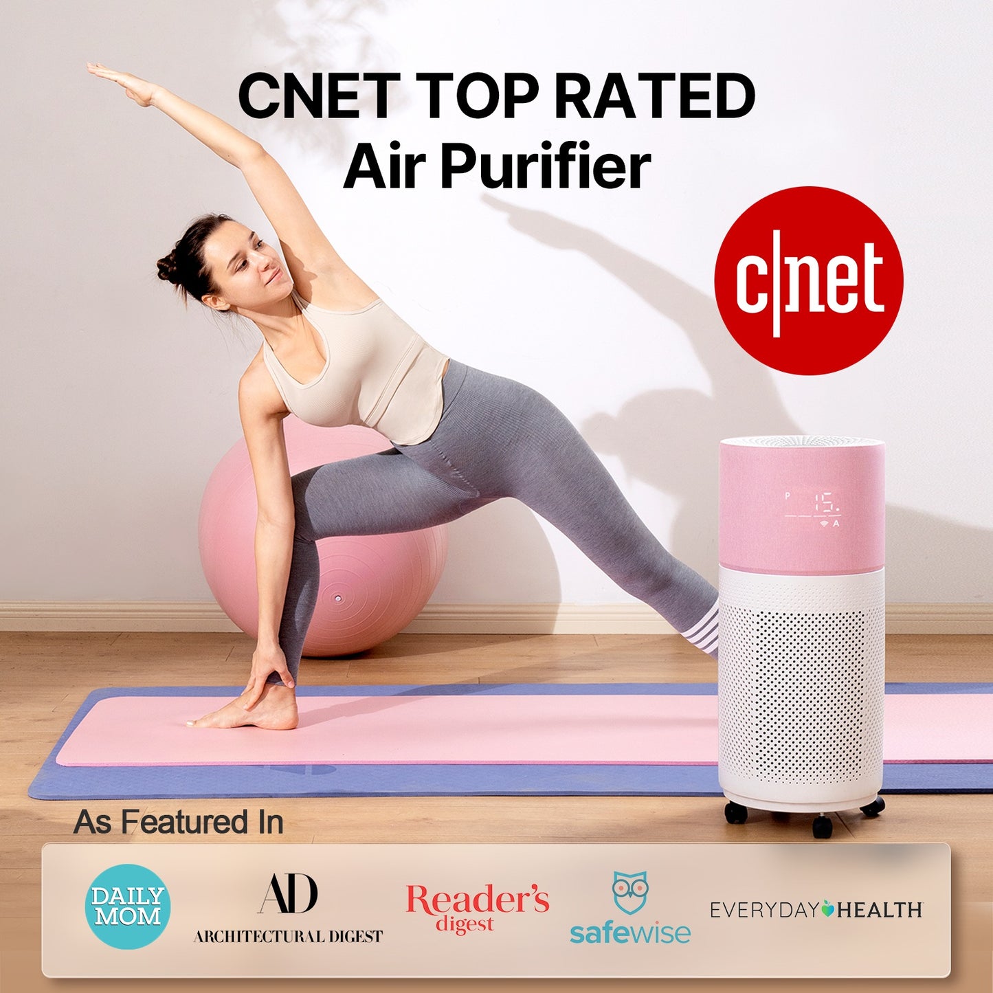 CleanForce HEPA Air Purifiers for Home Large Room Up to 2550 ft², CERTIFIED asthma & allergy friendly®, Works with Alexa | Rainbow Gray