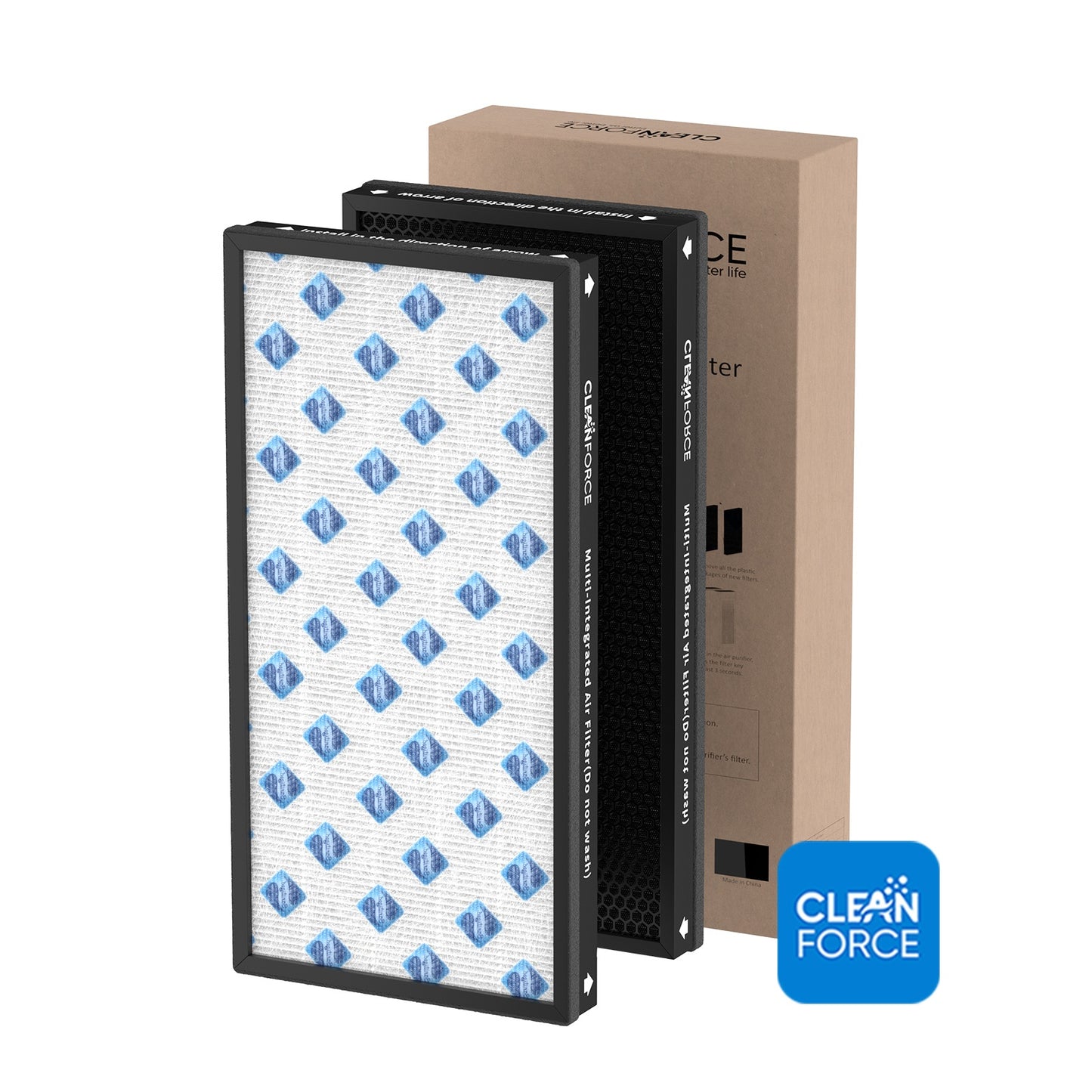 CleanForce Multi-Integrated H13 True HEPA Replacement Air Filter for MEGA1000 Air Purifier, 2-Pack